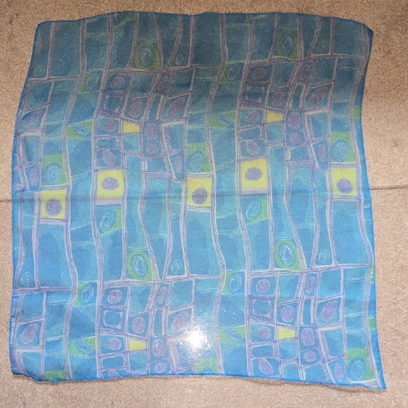 Blue Patterned Scarf,  No Brand - Picture 1 of 5